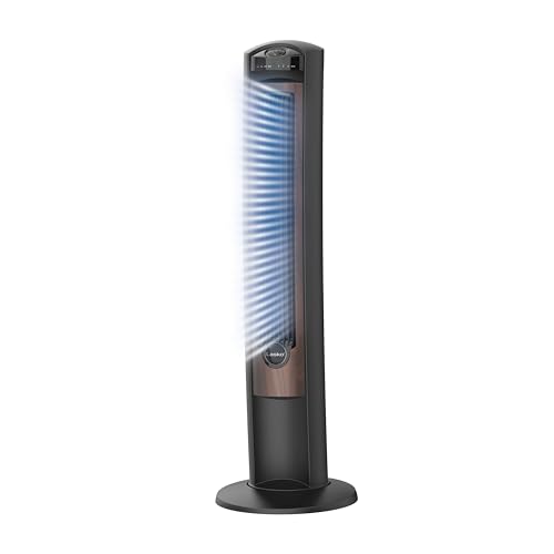Lasko Oscillating Tower Fan with Remote, Quiet Floor Fans for Bedroom, 42', Woodgrain and Grey, T42954
