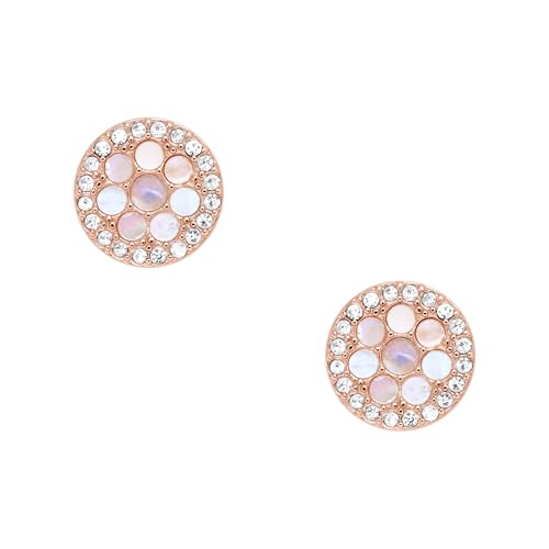 Fossil Women's Merrit Mosaic Mother-of-Pearl Stud Earrings, JF02906791, Rose Gold, One Size