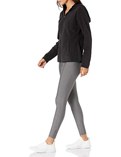 Amazon Essentials Women's Long-Sleeve Hooded Full-Zip Polar Fleece Jacket, Black, Medium