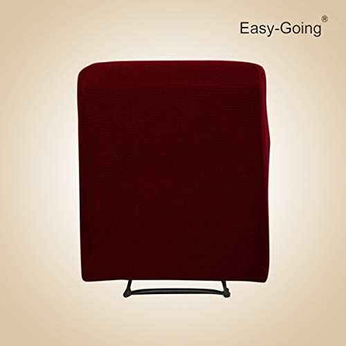 Easy-Going Recliner Stretch Sofa Slipcover Sofa Cover 4-Pieces Furniture Protector Couch Soft with Elastic Bottom Spandex Jacquard Fabric Small Checks(Recliner,Wine) Large