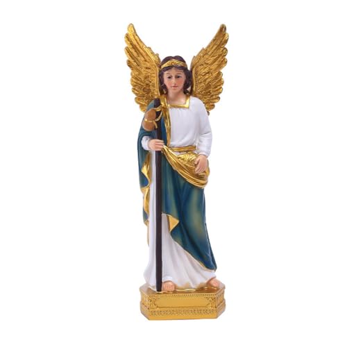 MOOCOCO Archangel Raphael Statue - 9 Inch Resin Sculpture for Catholic Gift and Home Decor