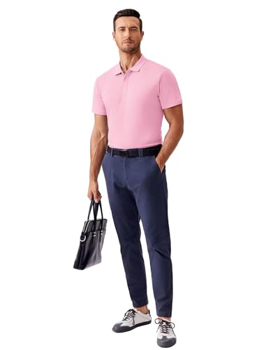 PINSPARK Golf Polo Shirts for Men Quick Dry Short Sleeve Collared Shirt Slim Fit Casual Solid Stylish Polos Shirt4