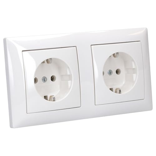 Busch-Jaeger Steckdosen Set: 2x 20 EUC-914 Steckdose + 1722-914 2-fach Rahmen Alpinweiß Balance SI