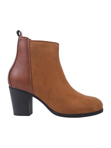 Image of Women's Ankle Boots with Block Heel | Side Zip Closure | Faux Suede Finish | Casual & Party Footwear Booties