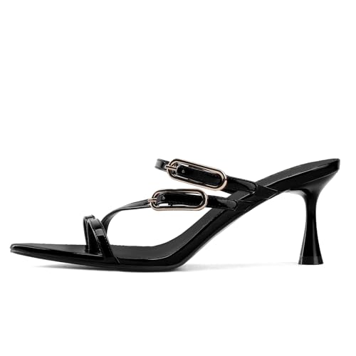 Image of Women's Stiletto Flip Flop Sandals Pointed Toe Open Toe Thin Strap Mules Comfortable Non Slip Soft Soled High Heeled Sandals Wedding Parties Slip On Dress Shoes