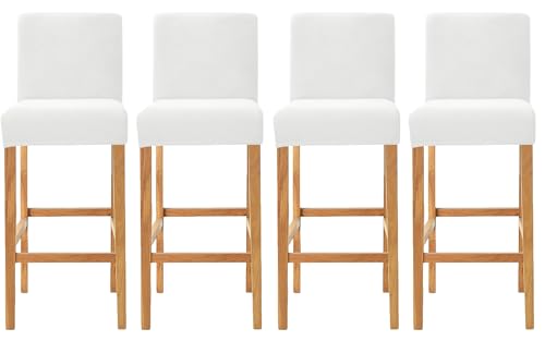 Image of SONNACH Velvet Counter Stool Pub Chair Covers - Removable and Stretchable Slipcovers for a (4, Off White)
