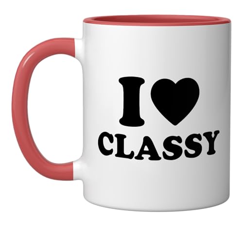 I Love Classy Girly Feminine Fashion Ceramic Mug, Red/White