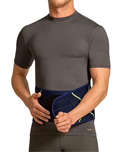 Tommie Copper Men’s Comfort Back Brace, Sweat Wicking Breathable Back & Muscle Compression Support for Everyday - Dark Navy - Small/Medium - Thumbnail 3