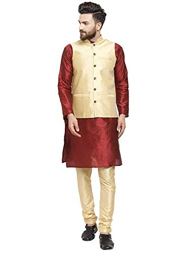 Kurta homme chic pour mariage oriental ensemble soie et veste sans manches