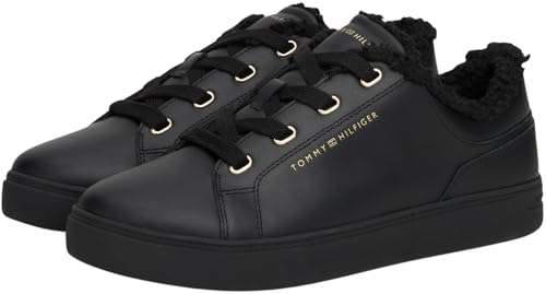 Tommy Hilfiger Damen Cupsole Sneaker Casual mit Teddy-Fell, Schwarz (Black), 36 – Ansicht 3
