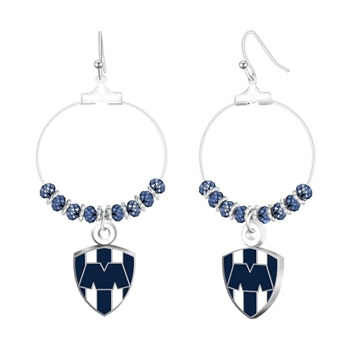 Simran International CF Monterrey de La Liga MX Beaded Hoop Fish Hook Earrings with Team Logo Charm