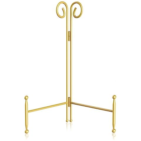 SVENJBB Plate Stands for Display, 8 Inch Plate Holder Display Stand, Gold Picture Frame Stand for Table, Decorative Easel Stand for Photo, Art, Plates and Books (1 Pack) Cover