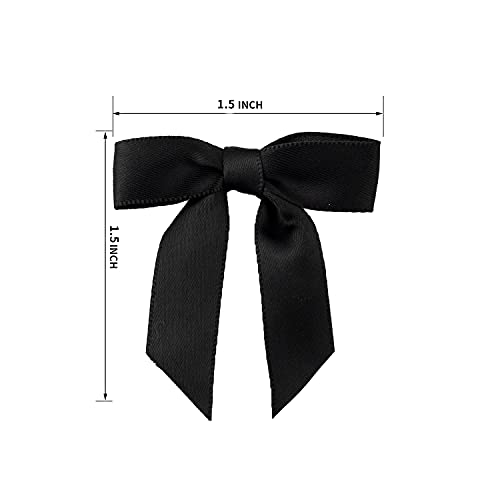 Image of 50pcs Boutique 1.5 inch Black Satin Ribbon Mini Bows for Craft Sewing Scrapbooking Wedding and Gift Wrapping