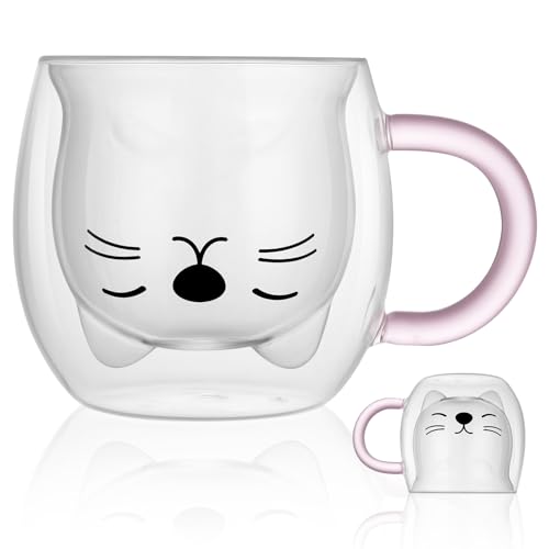 Vicloon Tasse Chat Noir Tasse à Café Double Paroi, Chat Tasse à Café Double Paroi 280 ML, Tasse...