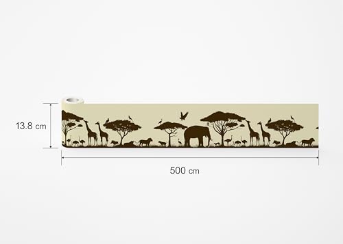 AG Design Selbstklebende Bordüre Safari, AWB 8266 | Wasserfest Dekoration für Wände, Möbel, Tapeten, Wandverkleidungen und Türen, Folie, Mehrfarbig | Breite 500 cm x Höhe 13.8 cm