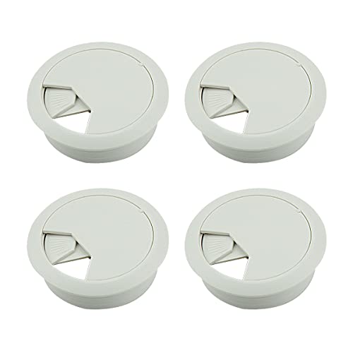 4Pcs 50mm(2 inch) Desk Cable Wire Grommet, White Desk Grommet Cord Cable, Plastic Desk Cord Cable Organizer Desk Grommet for Home&Office Desk Table Cable Tidy