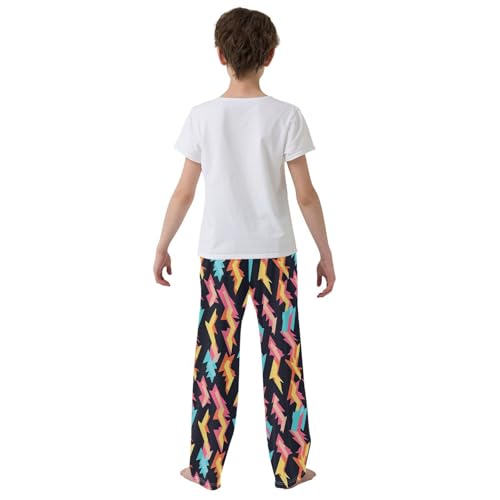 Boys' Pants Doodle Colorful Lightning Bolts Long Bottoms Jogger Pants Elastic Waist Trousers with Pockets S-XL3
