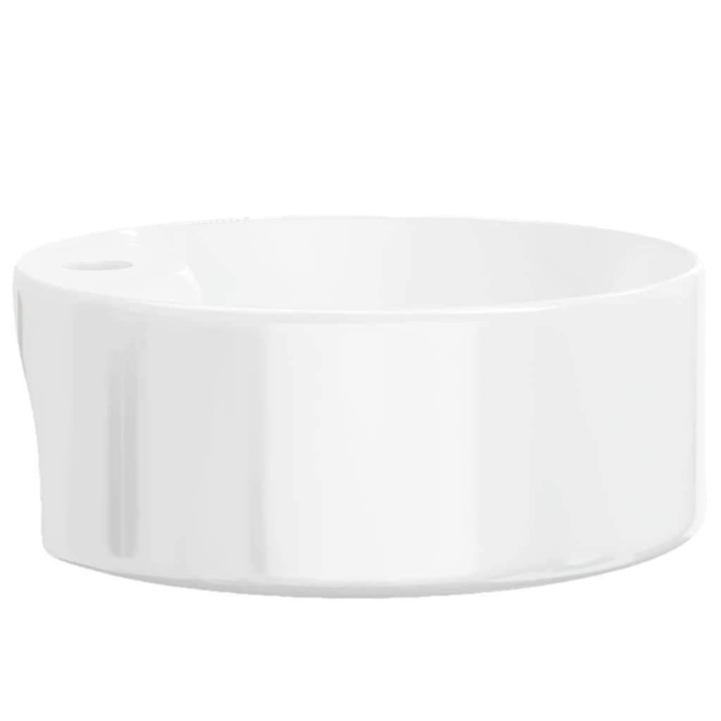 ShGaxin Lavabo Redondo de cerámica Blanco 40x14,5 cm, Fregadero, Lavabo Baño, Lavamanos Baño, Lavatorio Casa De Banho, Mueble Lavabo sobre Encimera