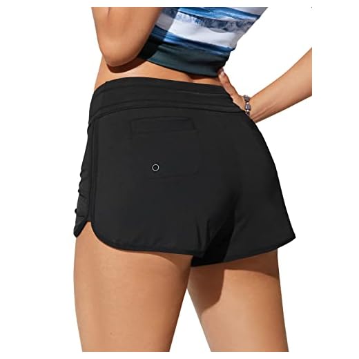 CRZ YOGA Damen Badeshorts Schnell Trocknend Schwimmshorts Sommer Boardshorts mit Seitlichem Split Schwarz 36
