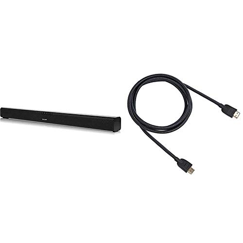 HT-SB110 2.0 Slim Soundbar mit HDMI ARC/CEC und 90W Gesamtleistung, Bluetooth, 80 cm, Schwarz & AmazonBasics - Geflochtenes HDMI-Kabel, 1,8 m