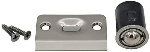 Drive-in Closet Door Ball Catch, with Strike Plate, Satin Nickel, 2 Pack