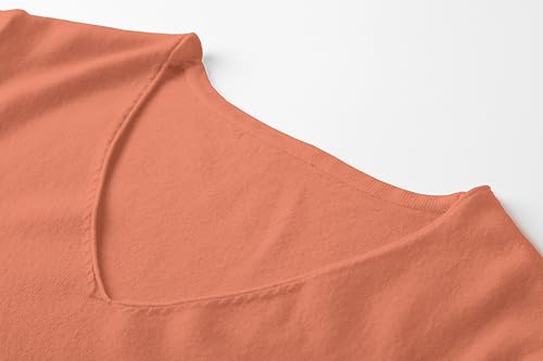 Image of SANGTREE Women's Short Sleeve Sweaters V Neck Casual Knit Pullover Tops | Perfect as a lightweight sweater for spring /summer or as a layering piece. Ideal for office, daily, holiday, home etc