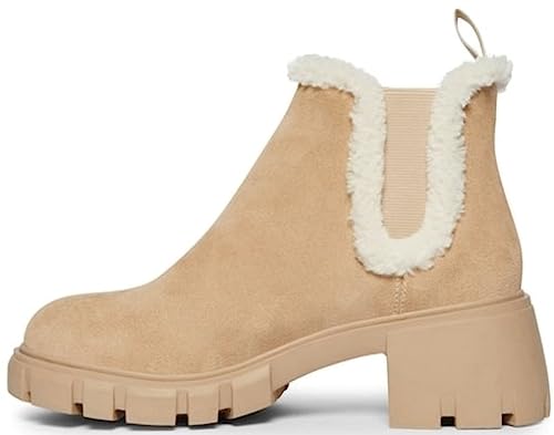 Steve Madden Women's Howler Ankle Boot, Fur Tan Suede, 8.5 W US