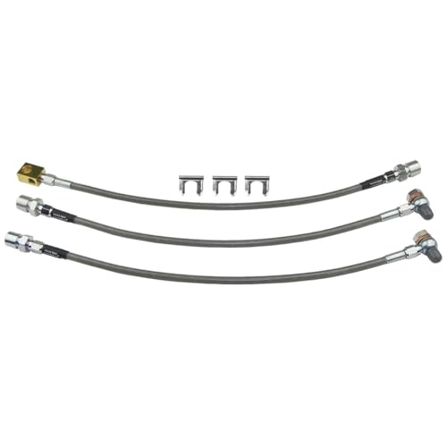 Inline Tube Compatible with 1982-86 Jeep CJ5 CJ7 & Scrambler Stainless Braided Brake Hose Kit For 3