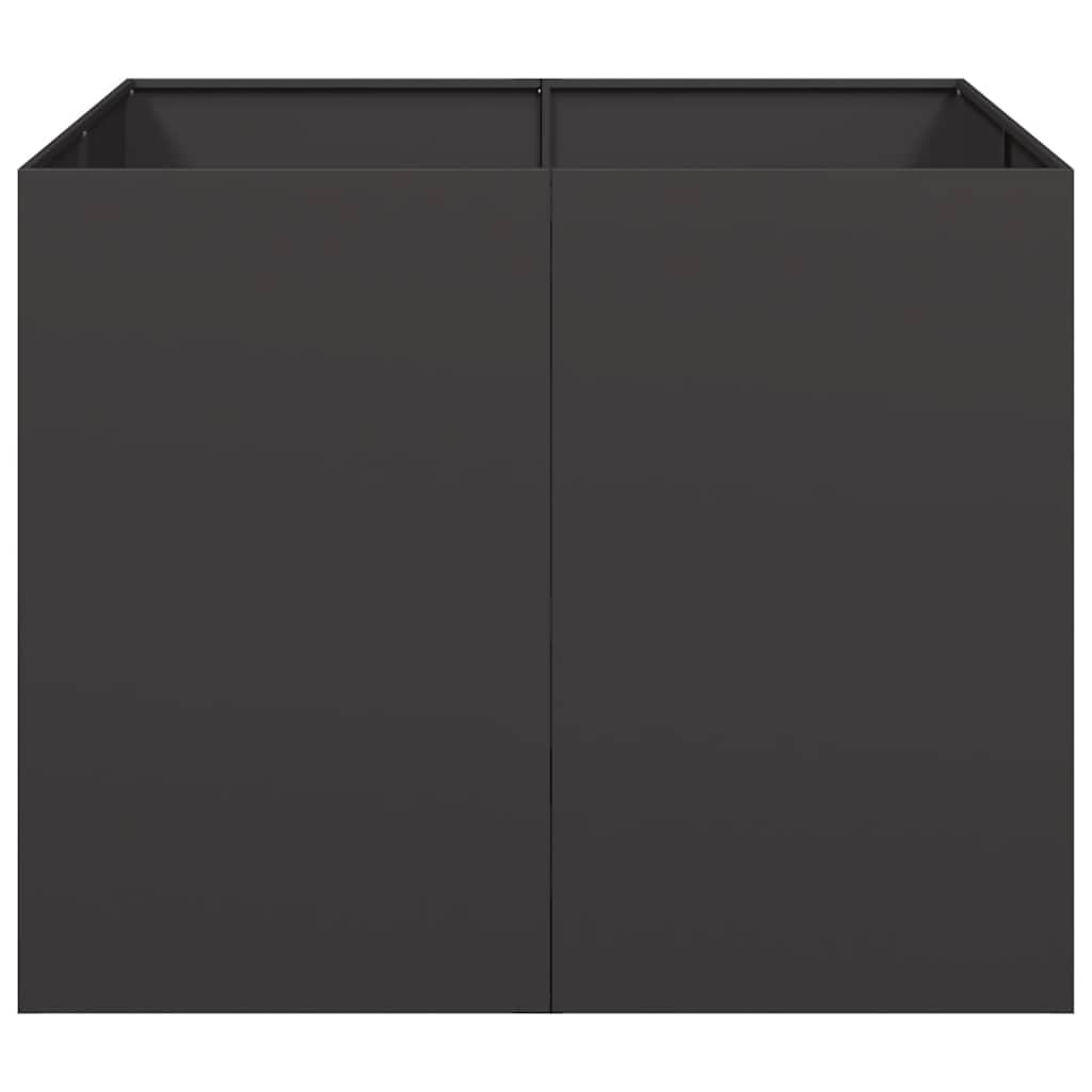 vidaXL Fioriera Nera 100x100x80 cm in Acciaio, Vaso per Piante, Supporto per Piante, Letto rialzato, Supporto per fioriera, Vassoio per Piante