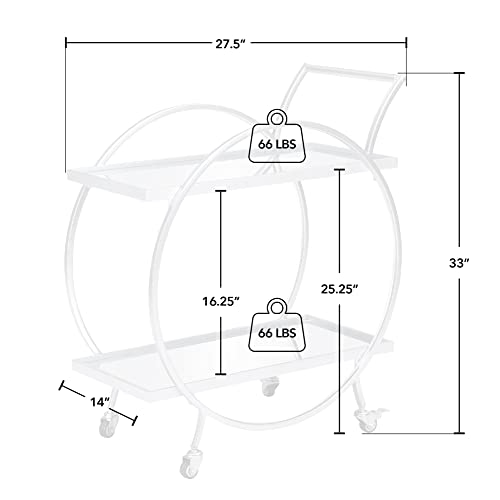 Firstime & Co. Silver Odessa Bar Cart, 2 Tier Mobile Mini Bar, Kitchen Serving Cart And Coffee Station With Storage For Liquor, Metal And Mirror, Modern, 28 Inches #TOP3