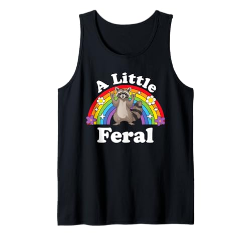 A Little Feral Cute Funny Feral Raccoon Summer Kids Boys Tank Top