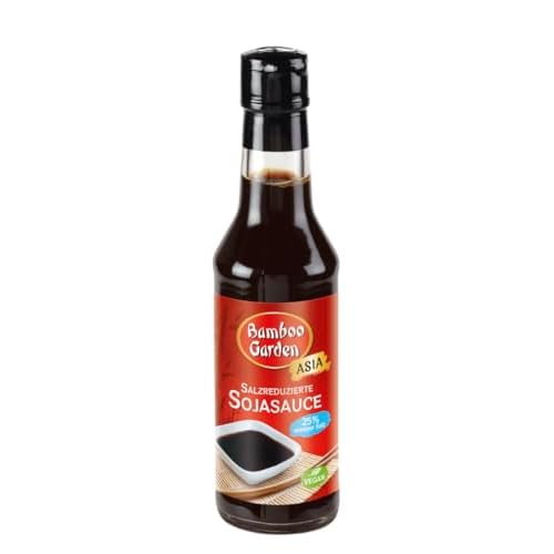 Bamboo Garden - Salzreduziertes Sojasauce | Zum Würzen zahlreicher Gerichte mit weniger Salz | 150 ml in der Glasflasche