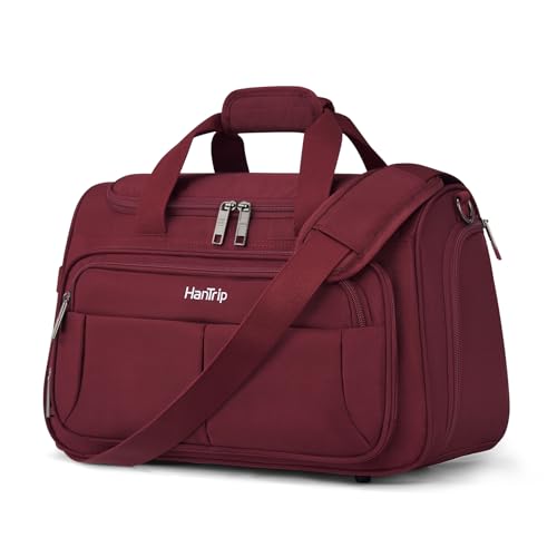 HanTrip Foldable Carry-On Duffel Bag for Travel, Burgundy