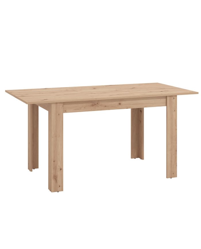 Home Heavenly® Mesa de Comedor Extensible Nerea – Laminado Resistente – Extensión Central de 120 a 160 cm – Diseño Moderno y Fácil de Limpiar – 120/160x80x76 cm – Mesa Rectangular Color Roble Artisan