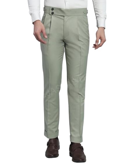 Image of FASHIONEMPIRE Men's Formal Trousers Front Pleated Double Button Gurkha Zion Pant Slim Fit | Stylish Formal Pant for Party and Casual Wear