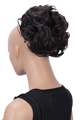 CAISHA Bun Hairpiece Ponytail Topknot Hepburn-Bun Scrunchie Updo Dark Brown Mix HK110