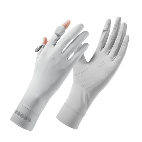 apaepr UV Protection Gloves for Women Full Finger Sun Gloves UPF 50+ Driving & Cycling Gloves Lightweight Touchscreen Breathable Non-Slip for Outdoor Activities (Grey A One Size)