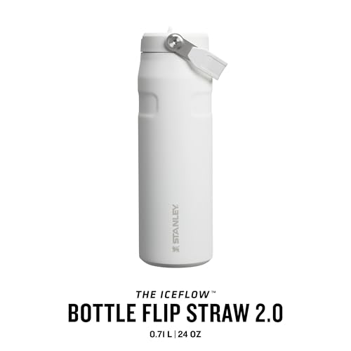 Stanley 1913 Flip Straw 2.0 Butelka Na Wodę Ze Słomką 0.7L - 10 Godzin Zimna - 2 Dni Mrożona - Stal Nierdzewna - Nie Zawiera BPA - Odporna Na Przeciekanie - Można Myć W Zmywarce - Frost
