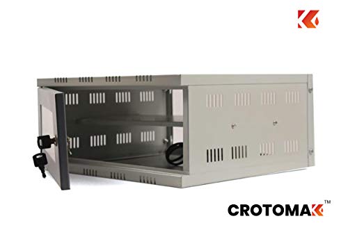 Image of 3U DVR /CCTV /NVR /Server /Network Rack - Wall Mount With Transparent Glass Door - Metal Cabinet Box - 1 Tier Shelf - 3 Power Plug Socket (40cm X 40cm X 20cm, Grey)