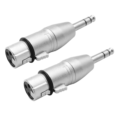 Image of Solbrezeni 2 Pcs XLR to Jack Adapter, 1/4 Inch 6.35mm Male to XLR Female Adapters Professional 3-Pin Audio Connector for Microphones Converter Equipment