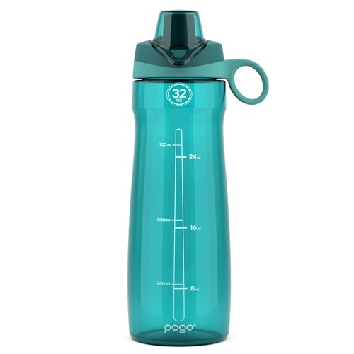 Pogo Plastic Water Bottle with Chug Lid and Carry Handle, Reusable, BPA Free, Dishwasher Safe, Perfect for Travel, School, Outdoors, and Gym | 18oz, 32oz, 40oz, 64oz