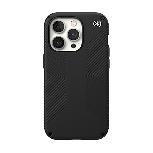 Image of Speck iPhone 14 Pro Case - Drop Protection, Scratch Resistant, Dual Layer Slim Phone Case for 6.1 Inch iPhones 14 Pro - Built for MagSafe - Presidio2 Grip - Black /Black /White