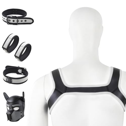 nurdewn Adults Pup Hood Neoprene Dog Head Mask Set for Cosplay and Rolepla(2 size) Novelty Costume Dog Mask for Men/Women,Collar Armband and Shoulder Strap Set (Gray, X-Large) by nurdewn - Used condition - Image 3