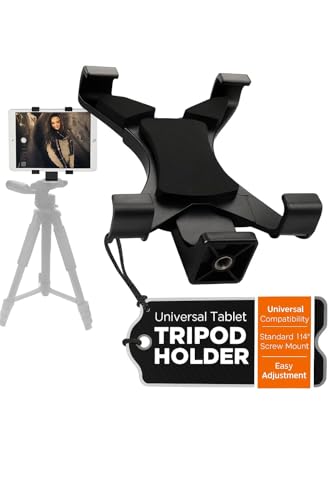 Acuvar Universal Tablet Tripod Holder Mount Adapter for iPad, Pro 11,Air 11,Galaxy Tab,Microsoft Surface Up to 8" Vertically Or 11" Horizontally & Many More Tablets Compatible with Tripod/Monopod