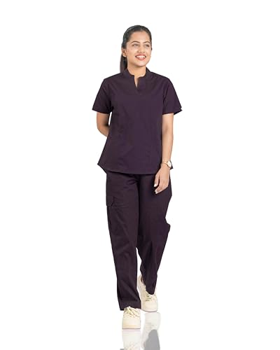 Image of Flexi Women Medical Scrub Set | 5 Pockets | Cotton Lycra Doctor Scrubs | Y-Neck Top | Straight Pants | Hospital Uniform for Doctors & Nurses