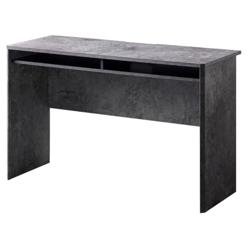 Amazon | デスク 木製 収納 棚付き 机 おしゃれ 石目調 グレー 幅115cm
