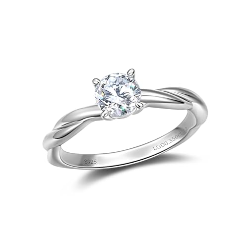 AGVANA 0.3-1 Carat Lab Grown Diamond 4 Prong Solitaire Petite Twisted Vine Ring in Sterling Silver Promise Engagement Anniversary Wedding Ring for Women (D-E Color, VS Clarity)4