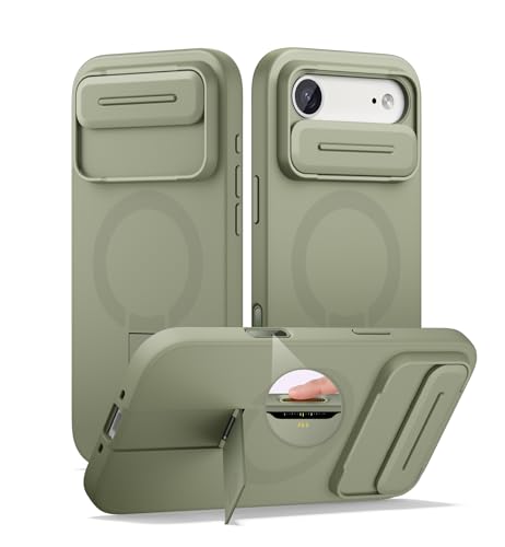 Coque iPhone Air antichoc SURITCH verte protégeant l'appareil photo avec support de table