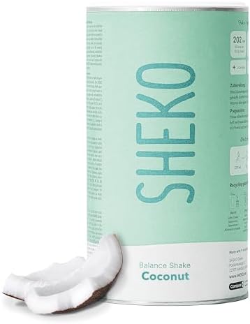 SHEKO Balance Shake Kokosnuss – Mahlzeitersatz & Abnehmshake – 378 g | Eiweißshake & Diätshake · 21 g Eiweiß, 27 Vitamine & Mineralstoffe · 200 kcal · Glutenfrei · Natürlicher Gesc