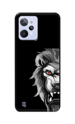 Image of PRINTFIDAA Printed Hard Back Cover Case for Realme C31 Back Cover (Angry Lion) -112